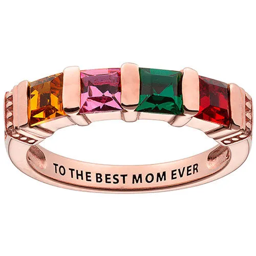 Personalized 14K Rose Gold Plated Square Birthstone Ring - 4 Stones sold by Limoges Jewelry product image thumbnail 2