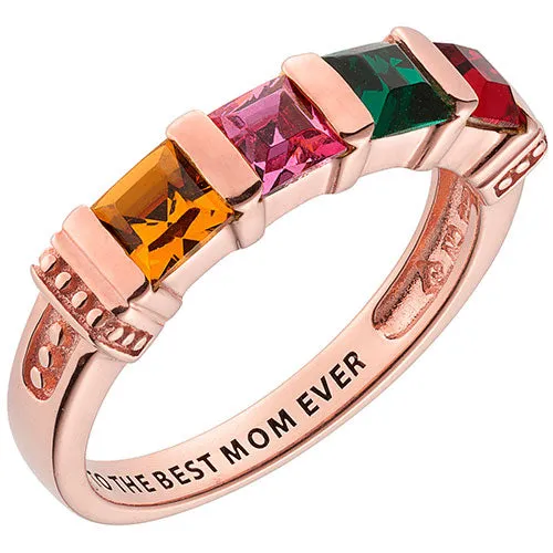 Personalized 14K Rose Gold Plated Square Birthstone Ring - 4 Stones sold by Limoges Jewelry product image thumbnail 3