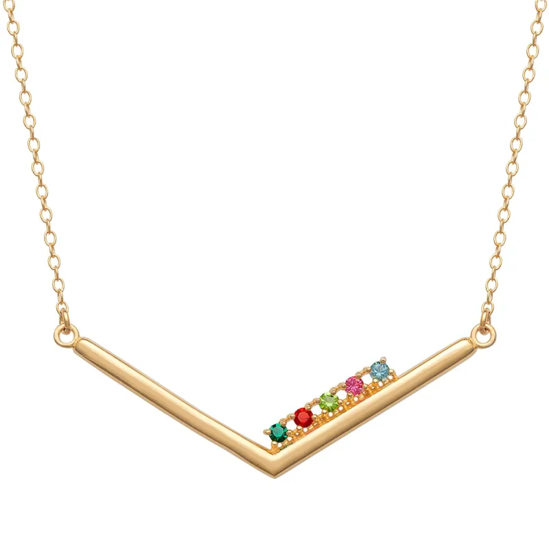 14K Gold over Sterling Family Chevron Birthstone Necklace made by Limoges Jewelry