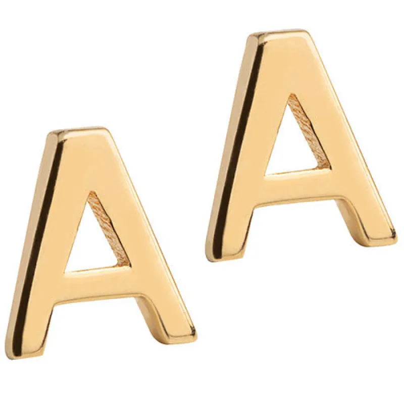 14K Gold over Sterling Uppercase Initial Button Earring sold by Limoges Jewelry