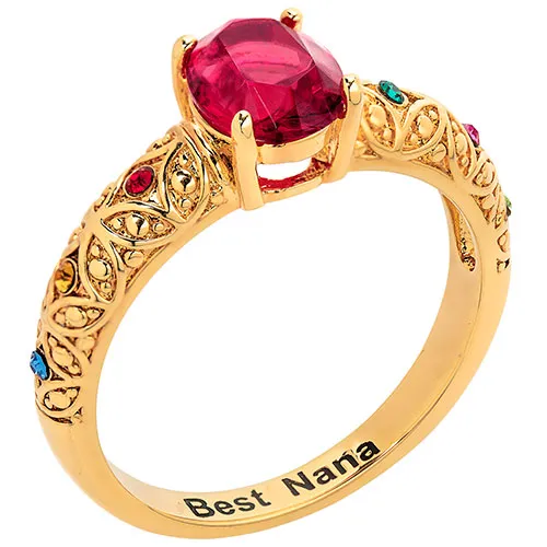 14K Gold Plated Fine Filigree Oval Family Birthstone Ring sold by Limoges Jewelry product image thumbnail 2