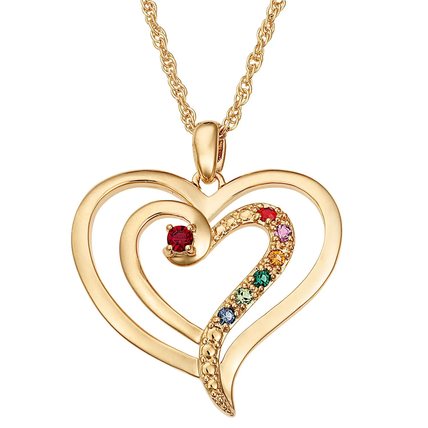 Family Heart Birthstone Pendant sold by Limoges Jewelry