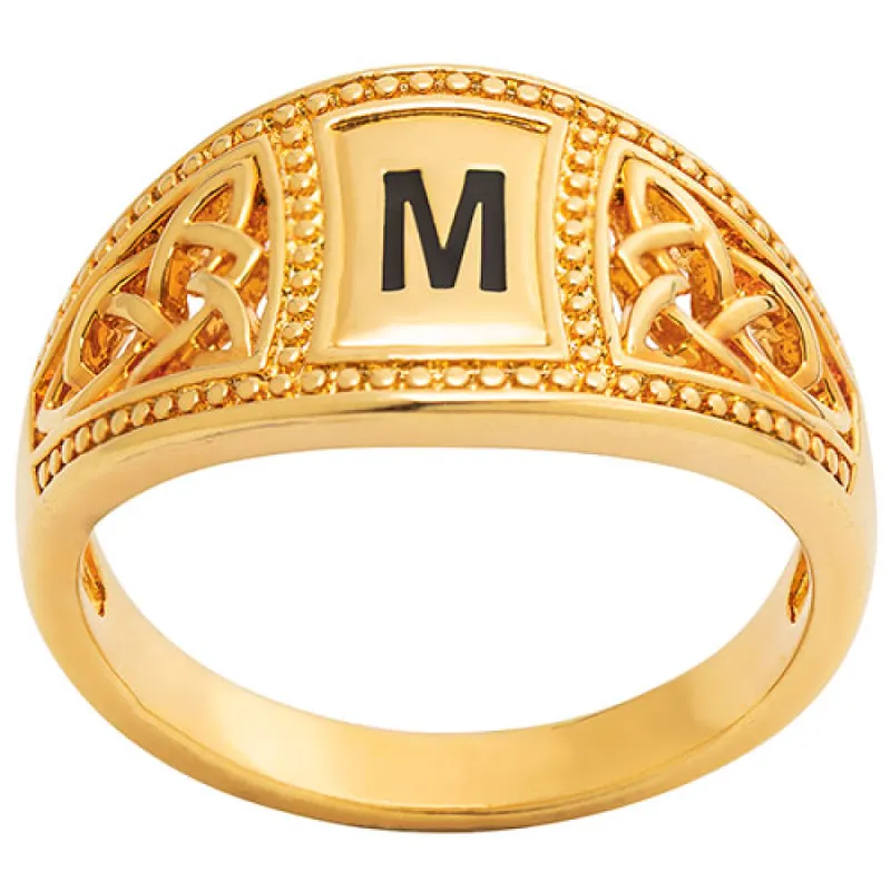 14K Gold Plated Trinity Filigree Initial Ring sold by Limoges Jewelry