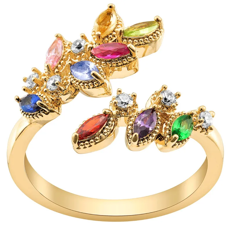 14K Gold Plated Vintage Marquise Birthstone Ring sold by Limoges Jewelry