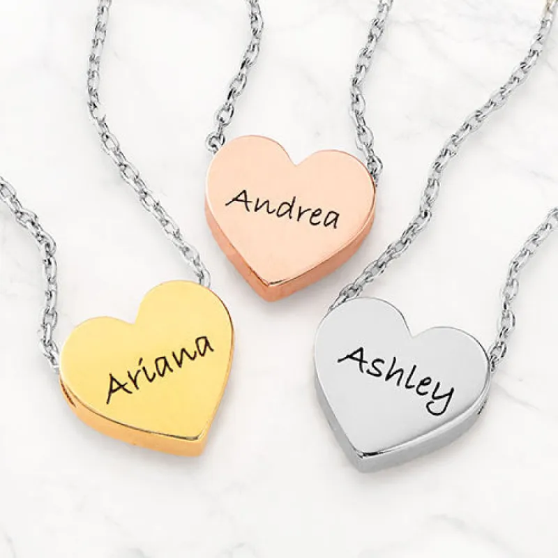 Petite Engraved Heart Necklace sold by Limoges Jewelry
