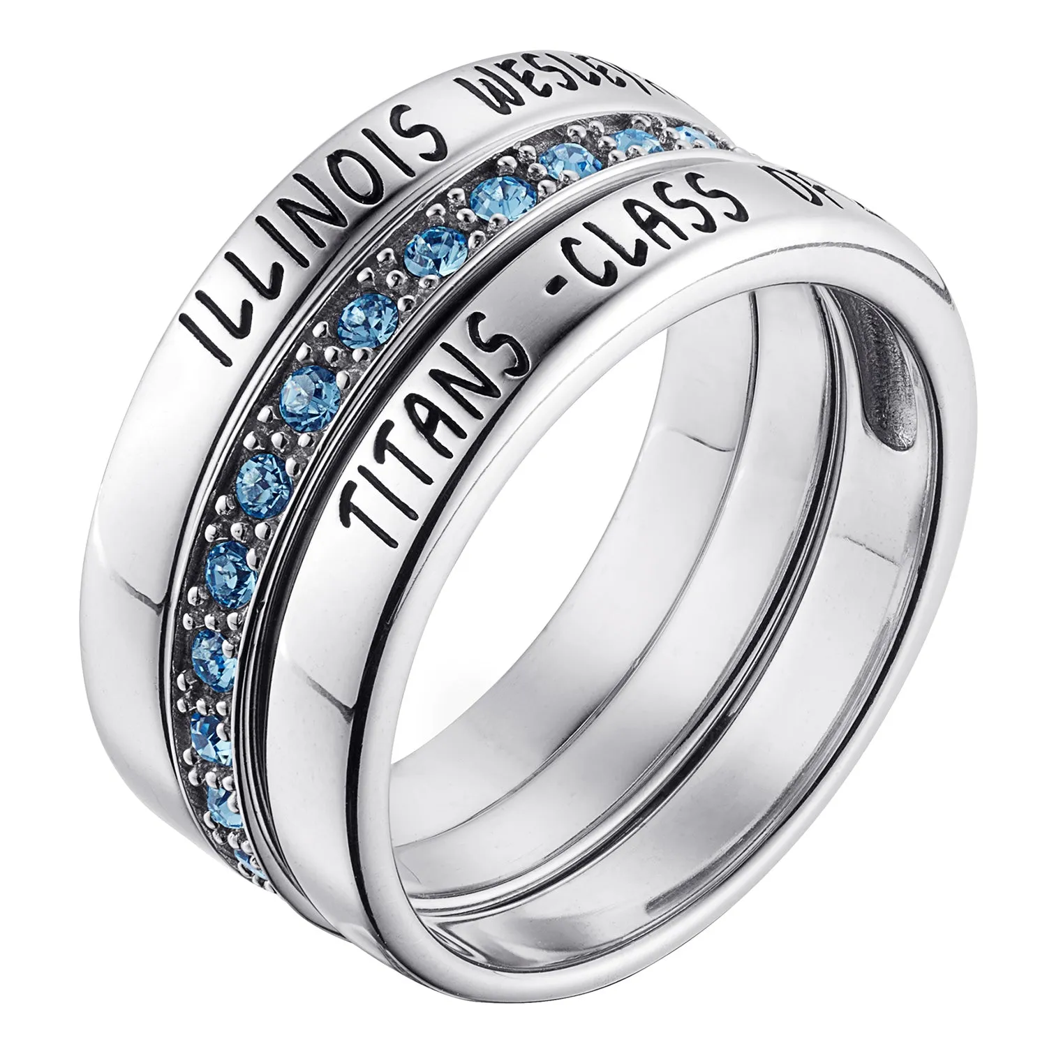 Sterling Silver Stackable Class Ring with Eternity Birthstone Band sold by Limoges Jewelry product image thumbnail 3