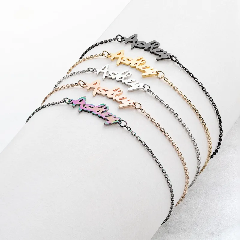 Stainless Steel Bold Name Bracelet sold by Limoges Jewelry