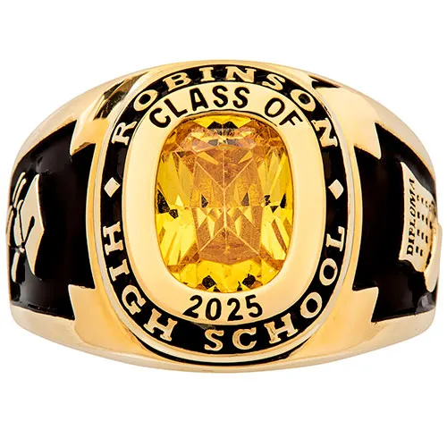 Men's 14K Gold Plated Traditional Cushion Birthstone Class Ring sold by Limoges Jewelry product image thumbnail 2