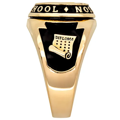 Men's 14K Gold Plated Traditional Cushion Birthstone Class Ring sold by Limoges Jewelry product image thumbnail 3