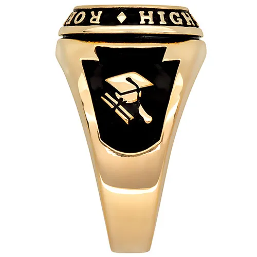 Men's 14K Gold Plated Traditional Cushion Birthstone Class Ring sold by Limoges Jewelry product image thumbnail 4