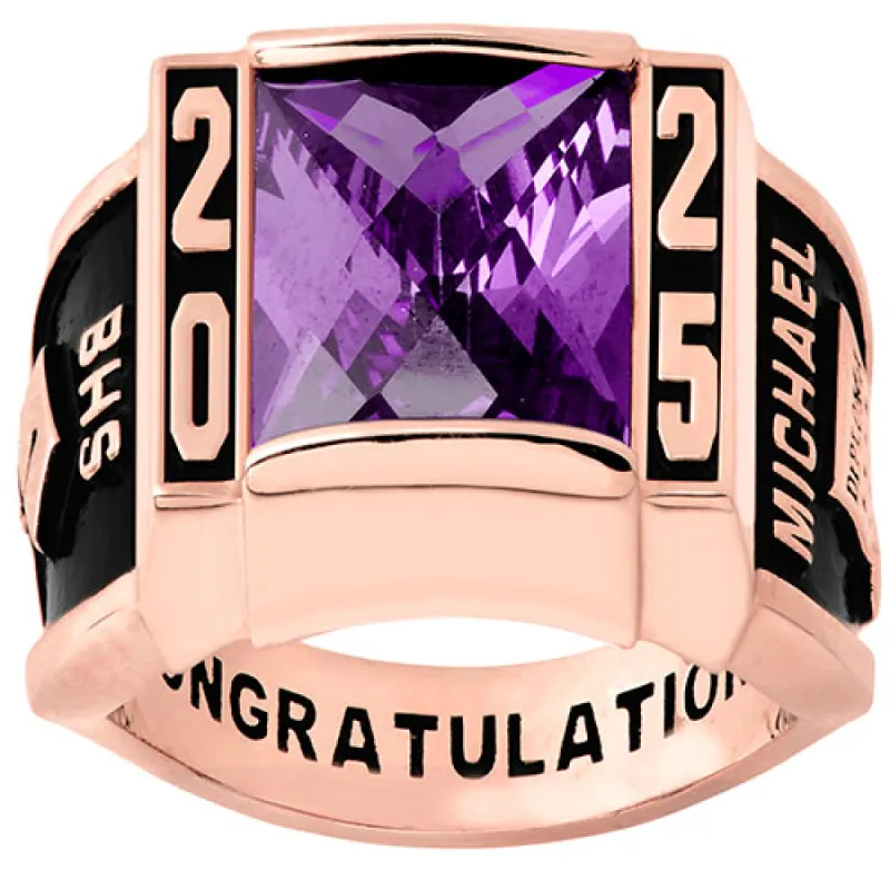 Men's Rose Gold CELEBRIUM Traditional Deco Class Ring sold by Limoges Jewelry