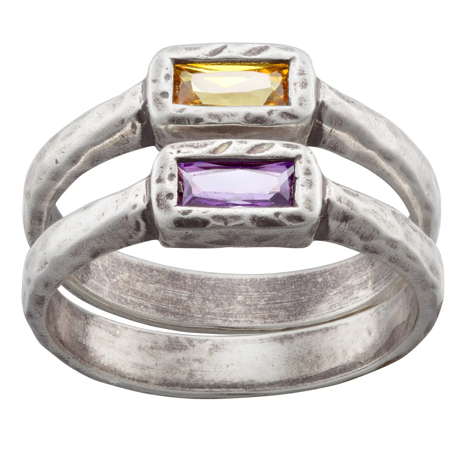 Sandra Magsamen Sterling Silver Baguette Stackable Ring Set sold by Limoges Jewelry