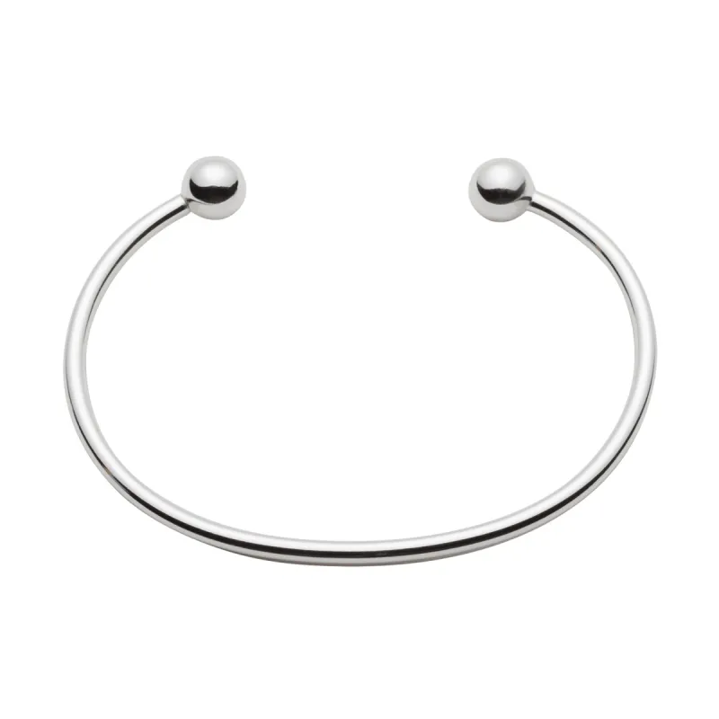 Silver Plated Removable Ball Bead Cuff Bangle Bracelet - 60 x 40 mm Fits Most sold by Limoges Jewelry