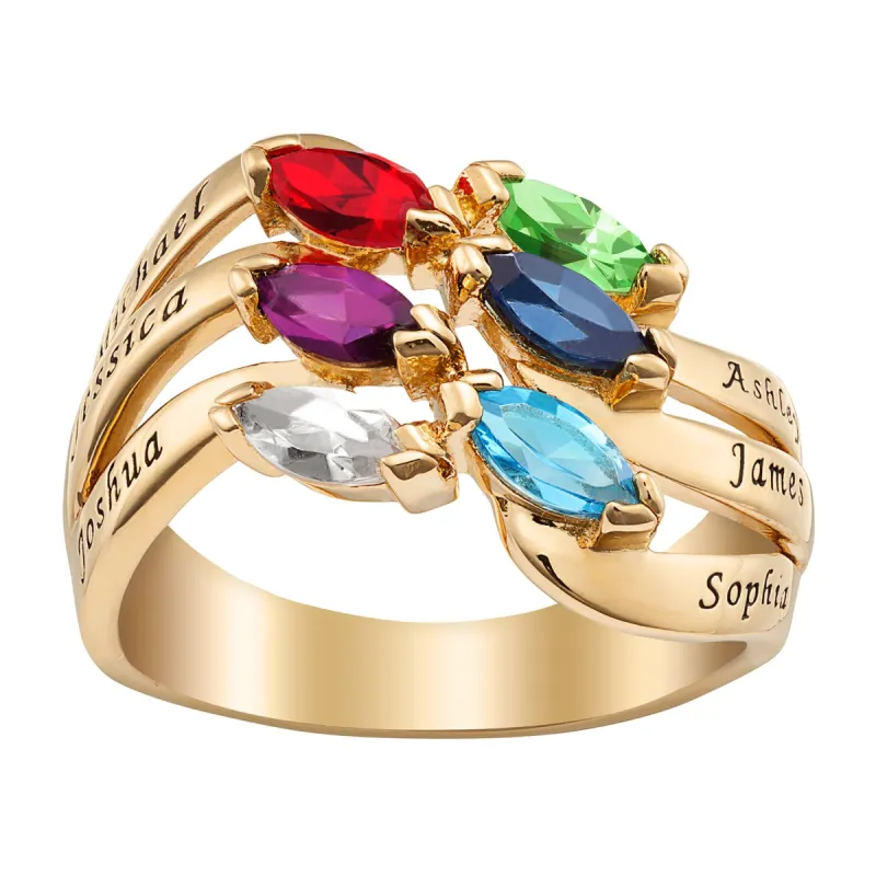 Family Name and Marquise Birthstone Ring sold by Limoges Jewelry