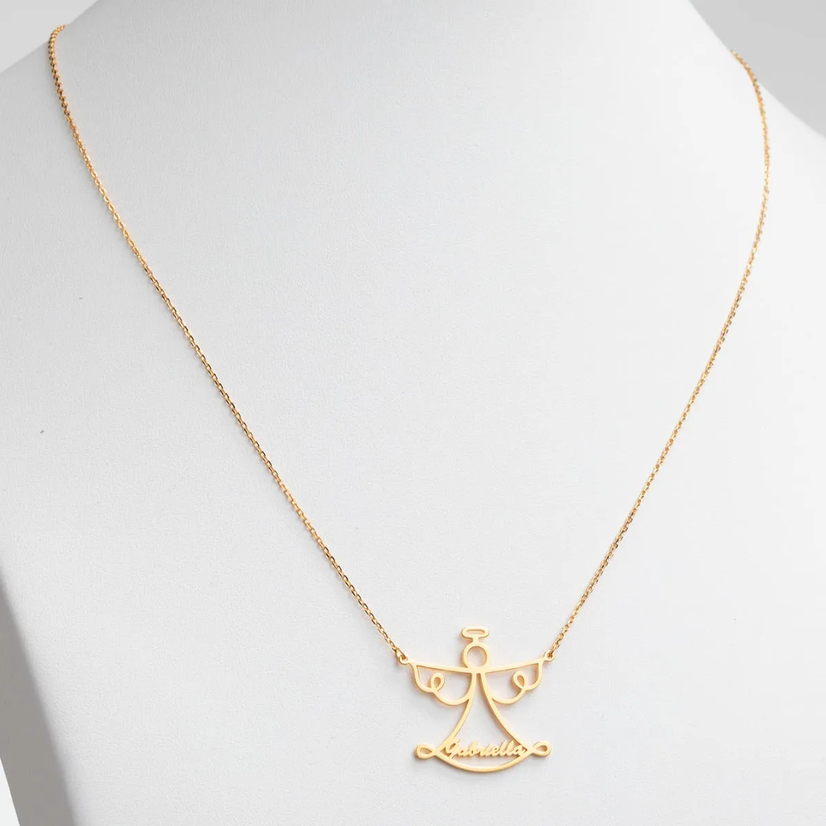 14K Gold Plated Script Name Open Angel Necklace sold by Limoges Jewelry product image thumbnail 2