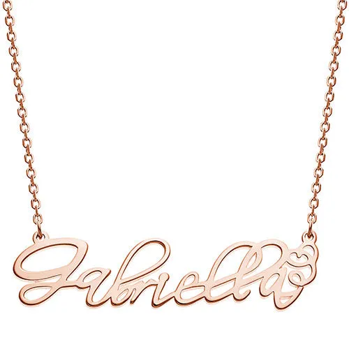 10K Rose Gold Fancy Script Name Necklace sold by Limoges Jewelry