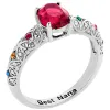 Silver Plated Fine Filigree Oval Family Birthstone Ring sold by Limoges Jewelry