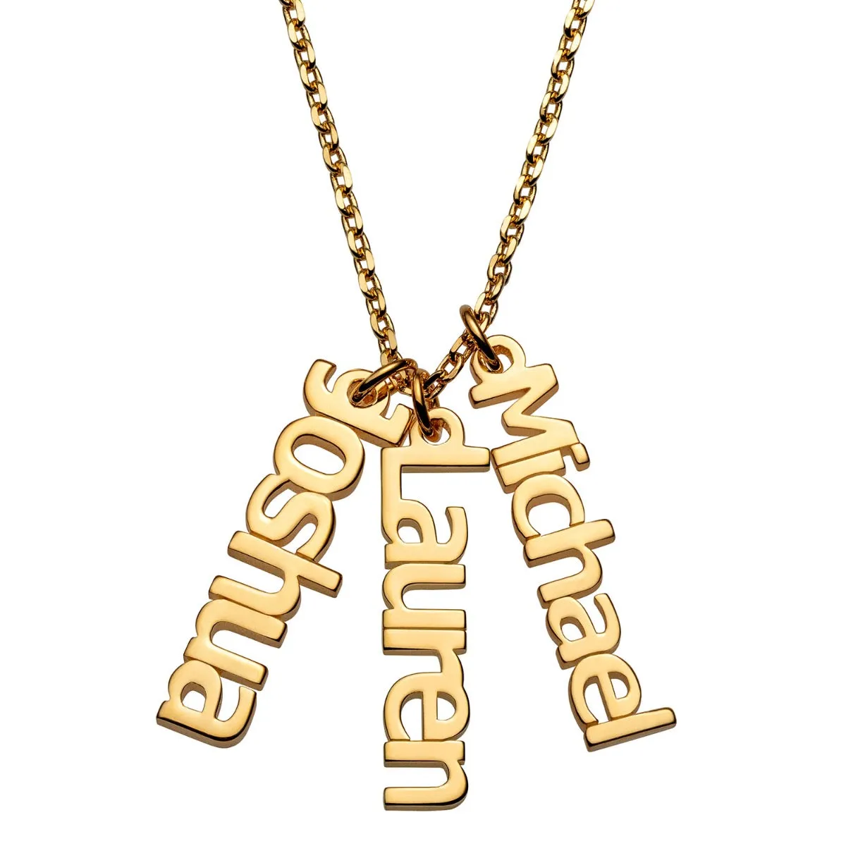 14K Gold over Sterling Petite Vertical Name Necklace - 3 Names sold by Limoges Jewelry
