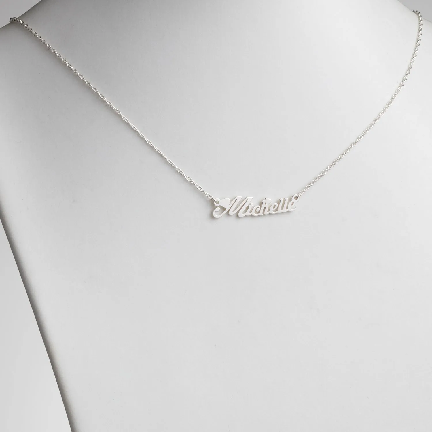 Sterling Silver Script Name with Hearts Necklace sold by Limoges Jewelry product image thumbnail 2