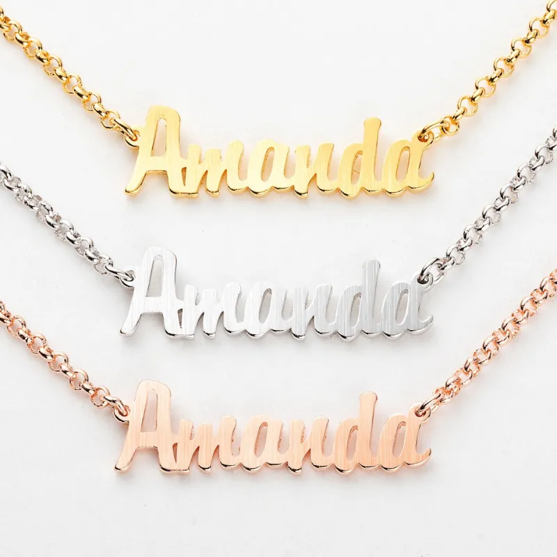Satin Finish Mini Name Necklace sold by Limoges Jewelry