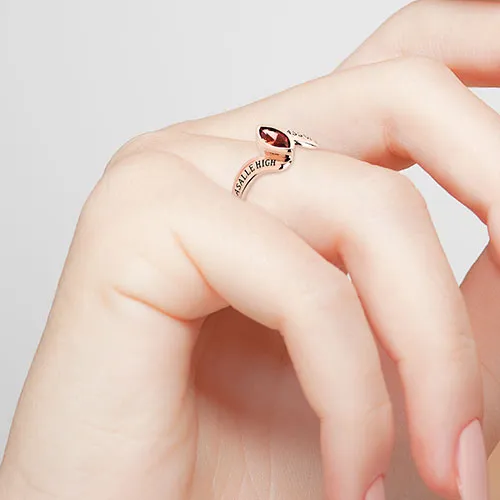 14K Rose Gold Plated Women's Bypass Marquise Birthstone Fashion Class Ring sold by Limoges Jewelry product image thumbnail 3