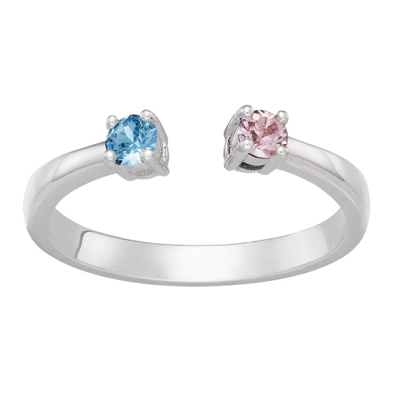 Sterling Silver Couples Birthstone Ring sold by Limoges Jewelry