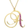 Fancy Script Initial with Enamel Name Necklace sold by Limoges Jewelry