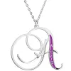 Fancy Script Initial with Enamel Name Necklace sold by Limoges Jewelry