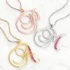 Fancy Script Initial with Enamel Name Necklace sold by Limoges Jewelry