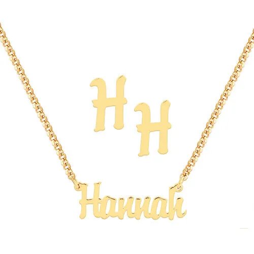 Petite Script Name Necklace and Initial Earring Set sold by Limoges Jewelry product image thumbnail 5