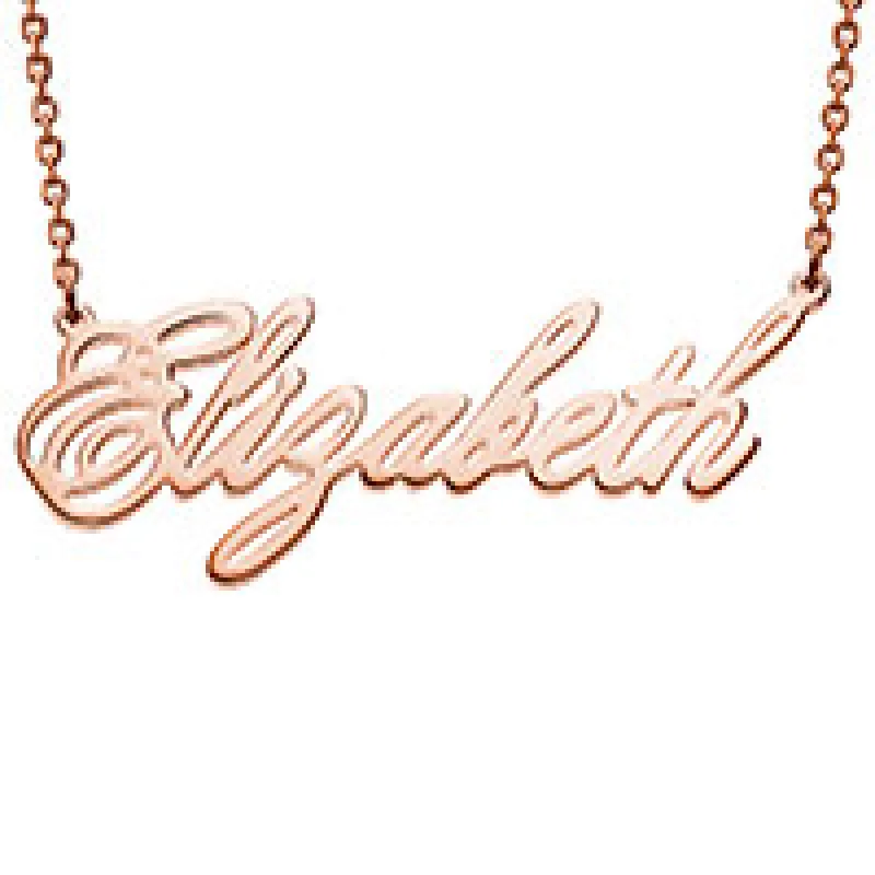 14K Rose Gold over Sterling Script Name Necklace sold by Limoges Jewelry