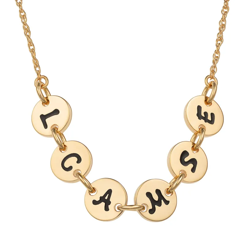 14K Gold over Sterling Initial Discs Station Necklace - 6 Discs sold by Limoges Jewelry
