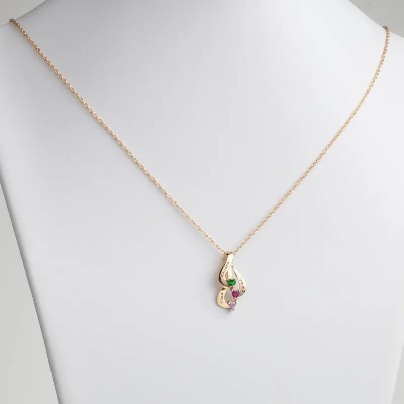 Gold over Sterling Family or Sisters Name and Heart Birthstone Pendant sold by Limoges Jewelry