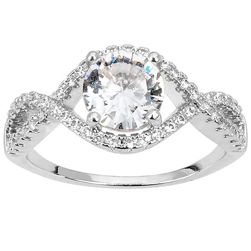 Silvertone CZ Dangle Earrings, Ring, and Cuff Bracelet Set sold by Limoges Jewelry product image thumbnail 4