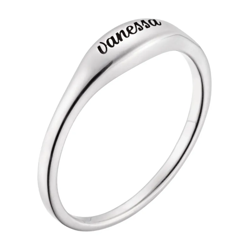 Sterling Silver Engraved Oval Stackable Ring sold by Limoges Jewelry
