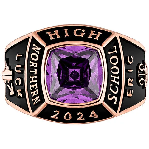 Men's 14K Rose Gold Plated Traditional Square Birthstone Class Ring sold by Limoges Jewelry product image thumbnail 2