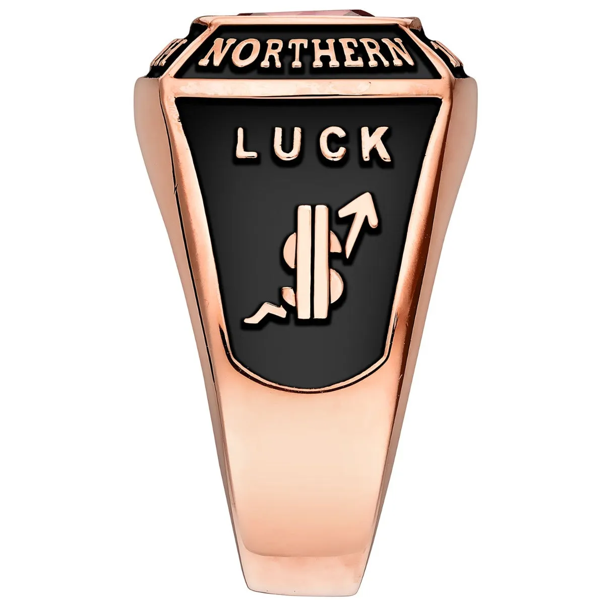 Men's 14K Rose Gold Plated Traditional Square Birthstone Class Ring sold by Limoges Jewelry product image thumbnail 3