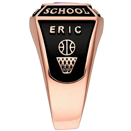 Men's 14K Rose Gold Plated Traditional Square Birthstone Class Ring sold by Limoges Jewelry product image thumbnail 4