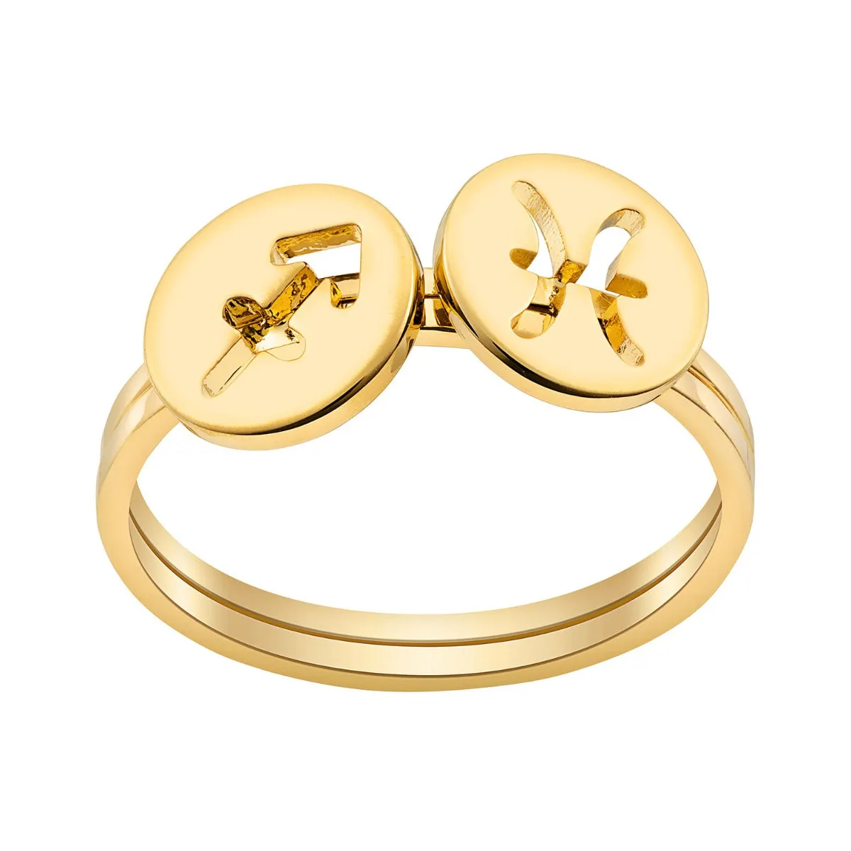 14K Gold over Sterling Cutout Disc Zodiac Stack Ring Set of 2 sold by Limoges Jewelry