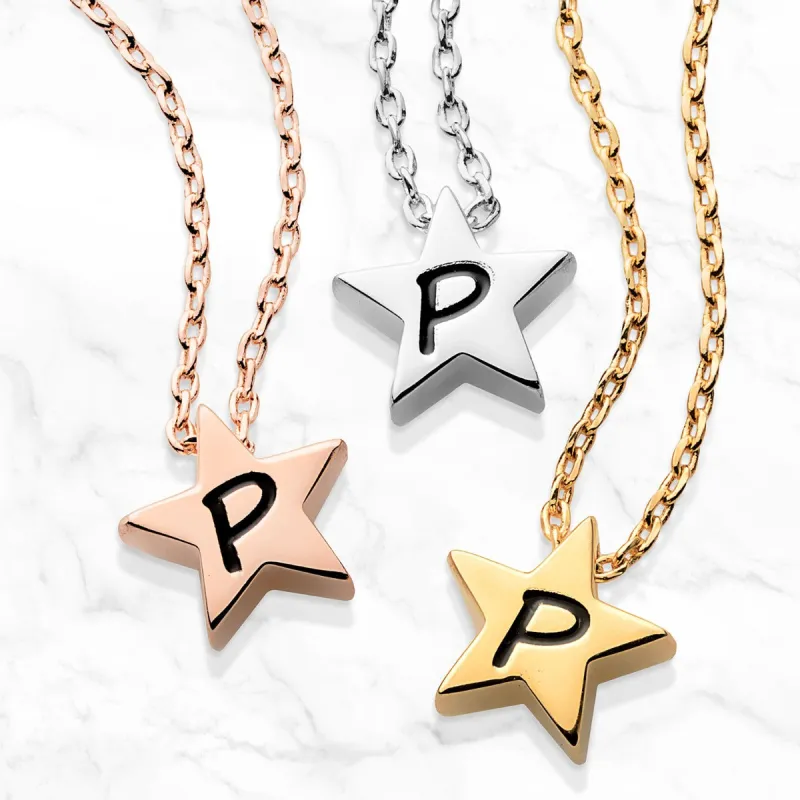 Dainty Star Initial Necklace sold by Limoges Jewelry