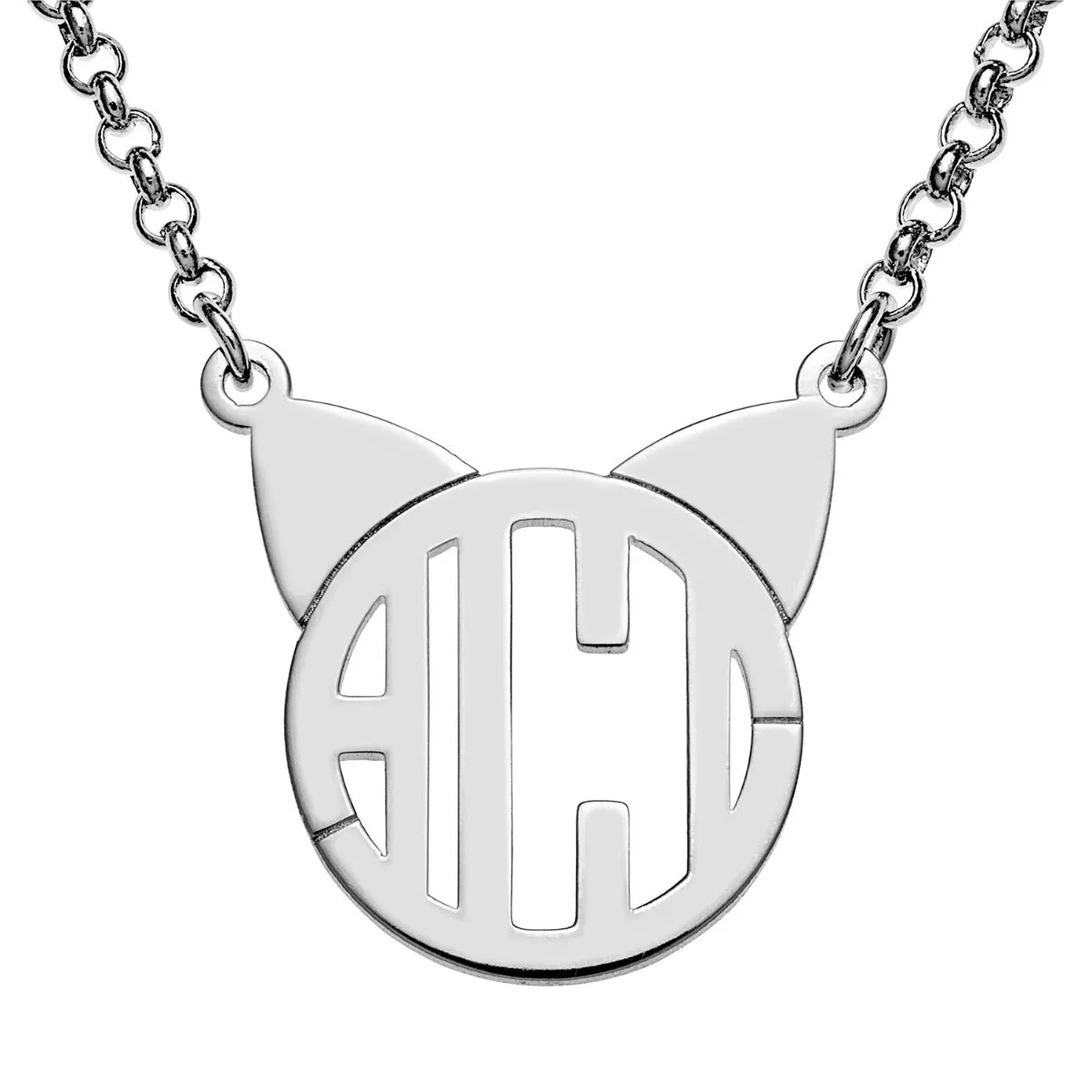 Silver Plated Cat Monogram Necklace sold by Limoges Jewelry