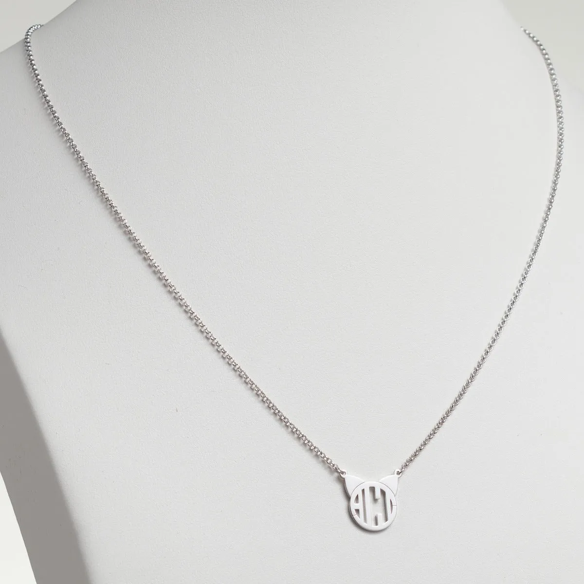 Silver Plated Cat Monogram Necklace sold by Limoges Jewelry product image thumbnail 2