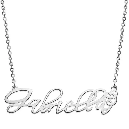 10K White Gold Fancy Script Name Necklace sold by Limoges Jewelry