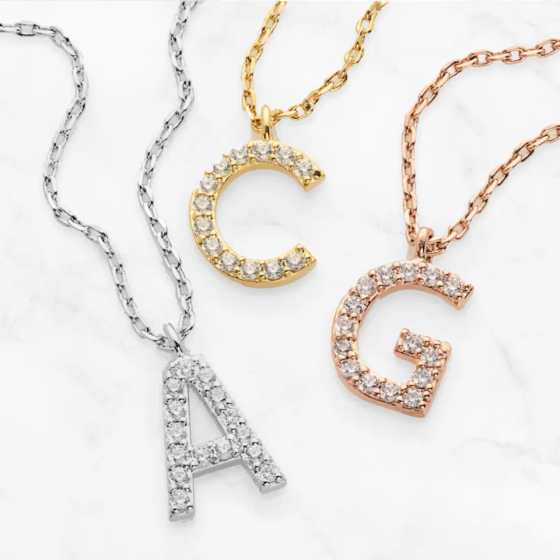 Dainty CZ Initial Necklace sold by Limoges Jewelry