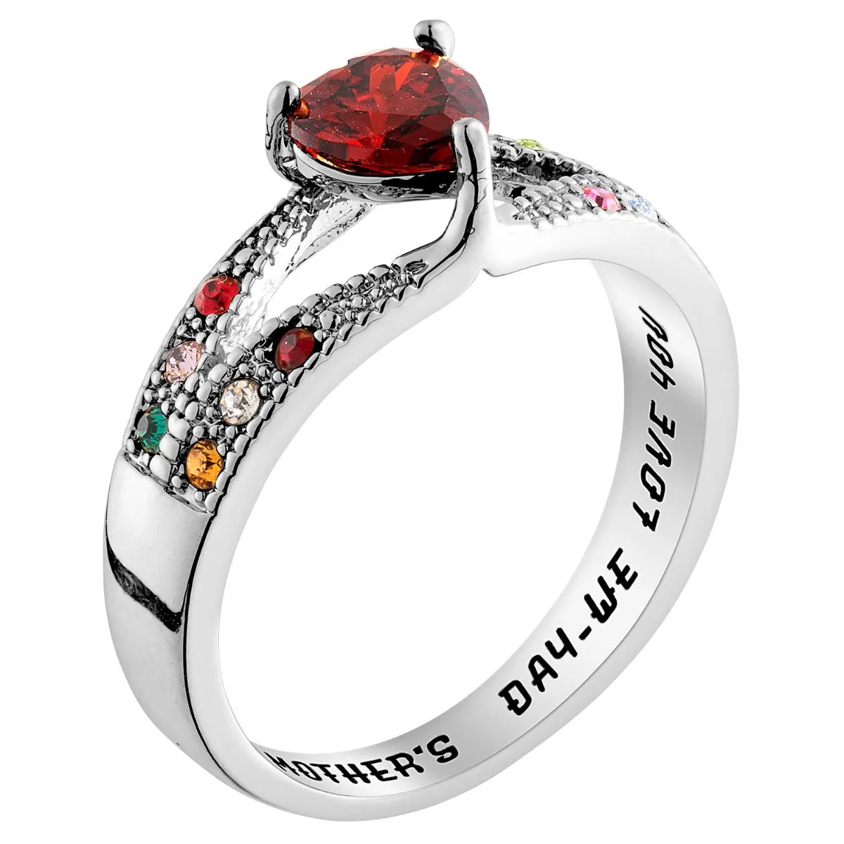 Silver Plated Mother/ Grandmother's Heart Family Birthstone Ring sold by Limoges Jewelry product image thumbnail 2