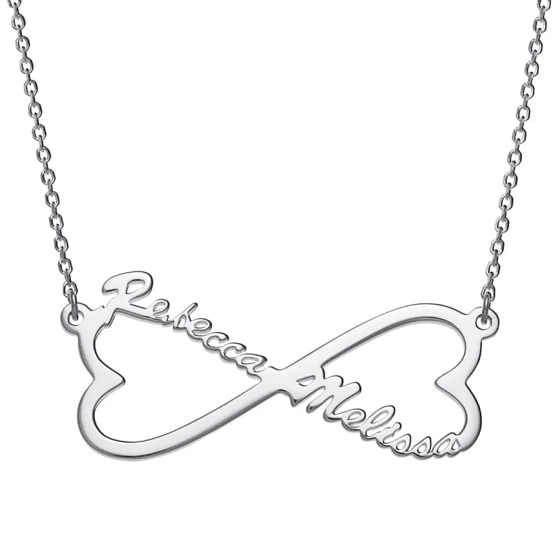 Sterling Silver Personalized Couple's Name Heart Infinity Necklace sold by Limoges Jewelry