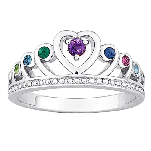 Sterling Silver Mother's Birthstone Crown Ring sold by Limoges Jewelry product image thumbnail 2