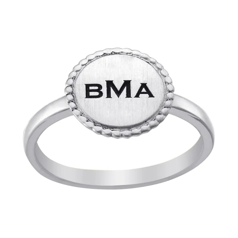 Sterling Silver Monogram Round Brushed Center with Roped Ring sold by Limoges Jewelry