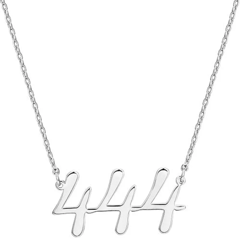 Sterling Silver Script Angel Number Necklace sold by Limoges Jewelry
