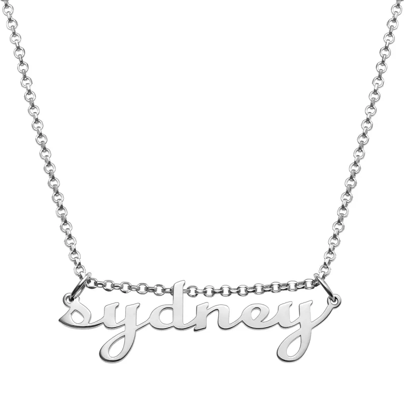 Sterling Silver Lowercase Script Name Necklace sold by Limoges Jewelry